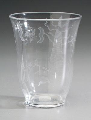 Appraisal: Edward Hald vase Swedish - clear glass with everted rim