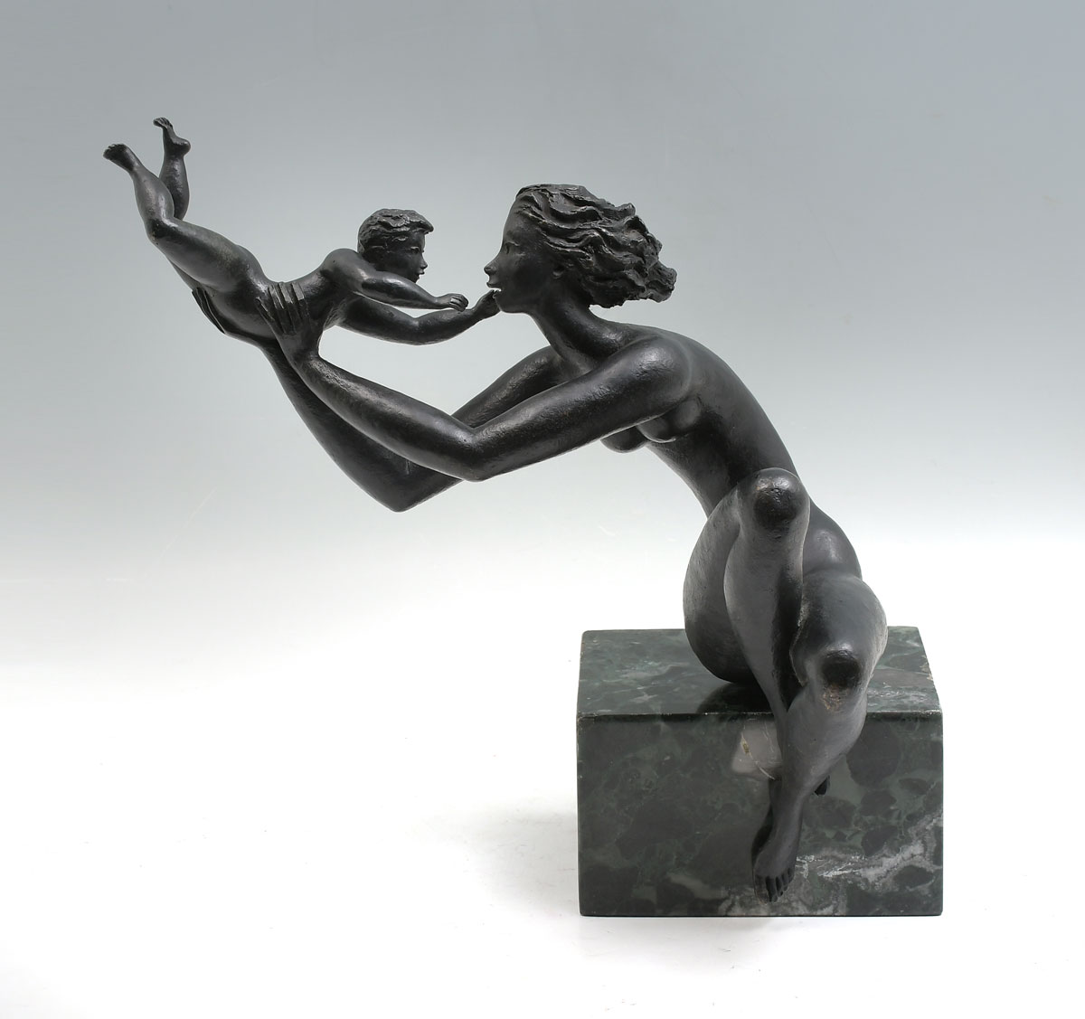 Appraisal: DECO STYLE BRONZE MOTHER AND CHILD '' h affixed to