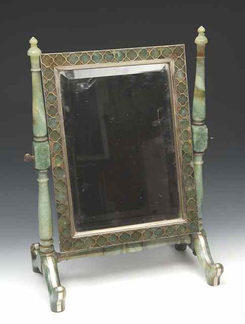 Appraisal: AN INDIAN JADE AND SILVER COLOURED METAL INSET RECTANGULAR DRESSING