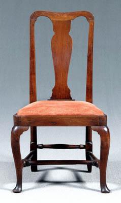 Appraisal: Queen Anne walnut side chair arched crest and vasiform splat