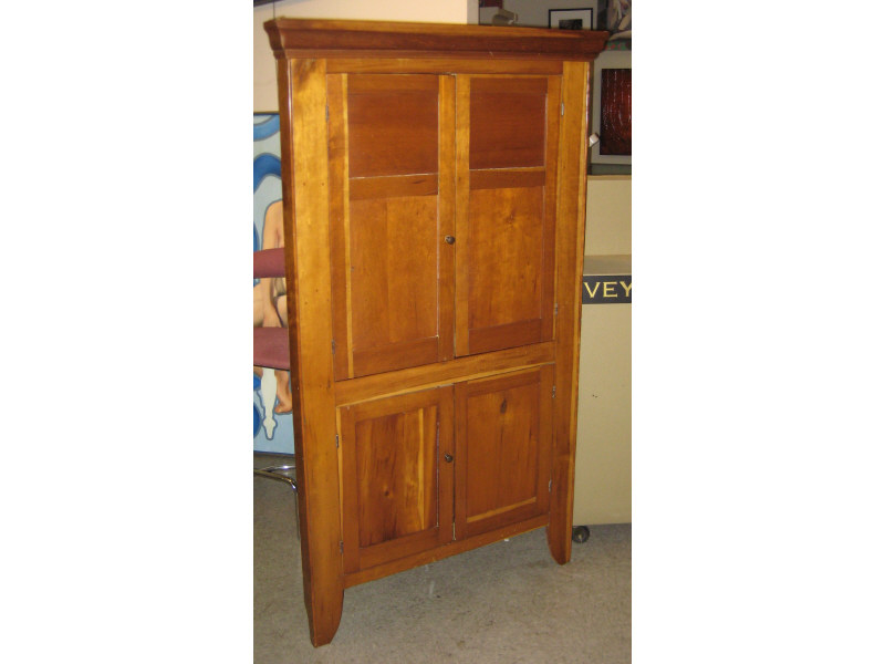 Appraisal: AMERICAN TH CENTURY CHERRY CORNER CUPBOARD Pair of double panel