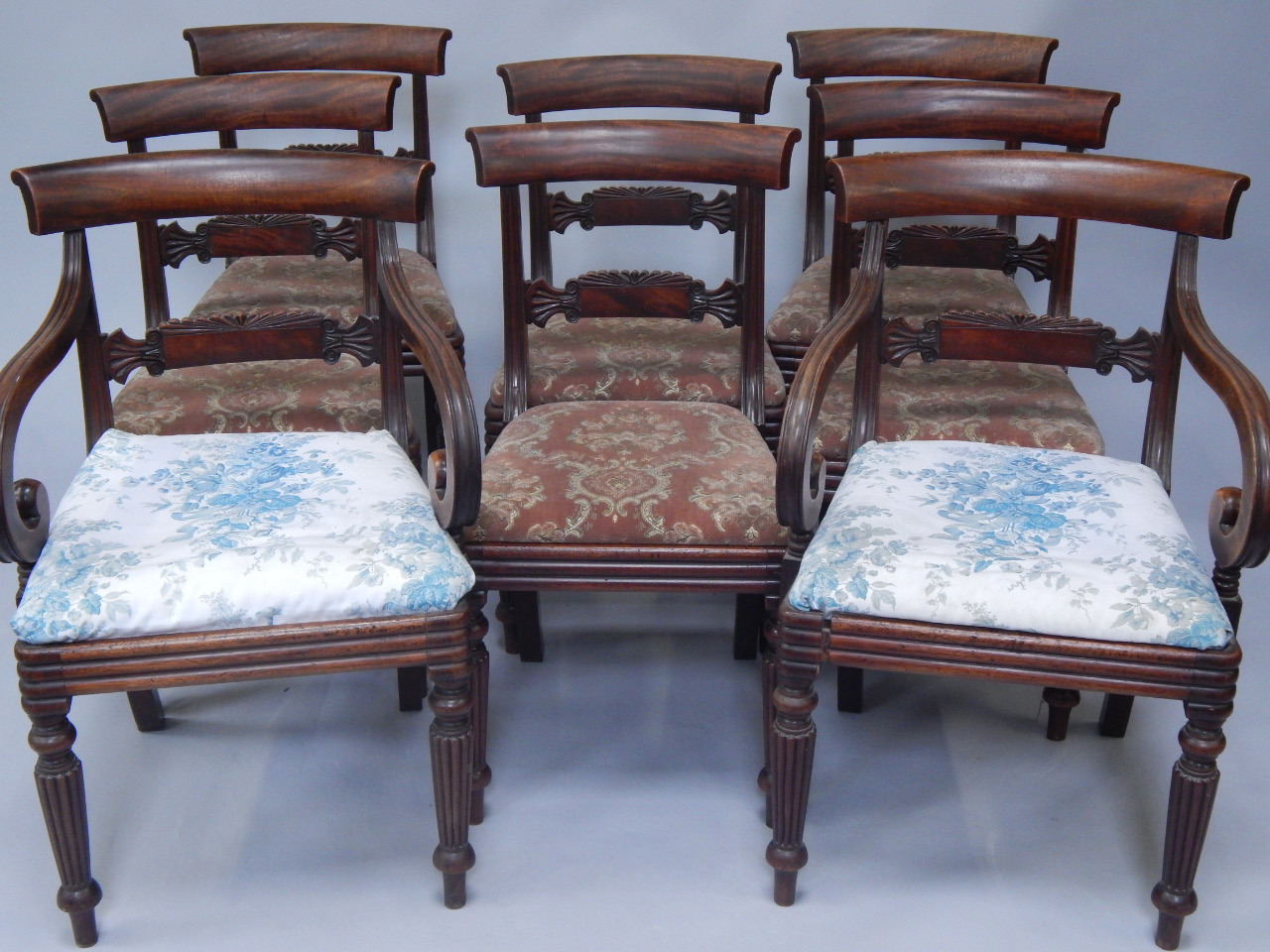 Appraisal: A set of eight William IV mahogany dining chairs each