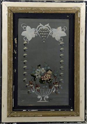 Appraisal: Victorian Etched and Reverse Painted Mirror x in