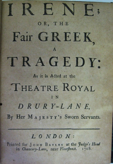 Appraisal: GORING CHARLES Irene or The Fair Greek A Tragedy pages