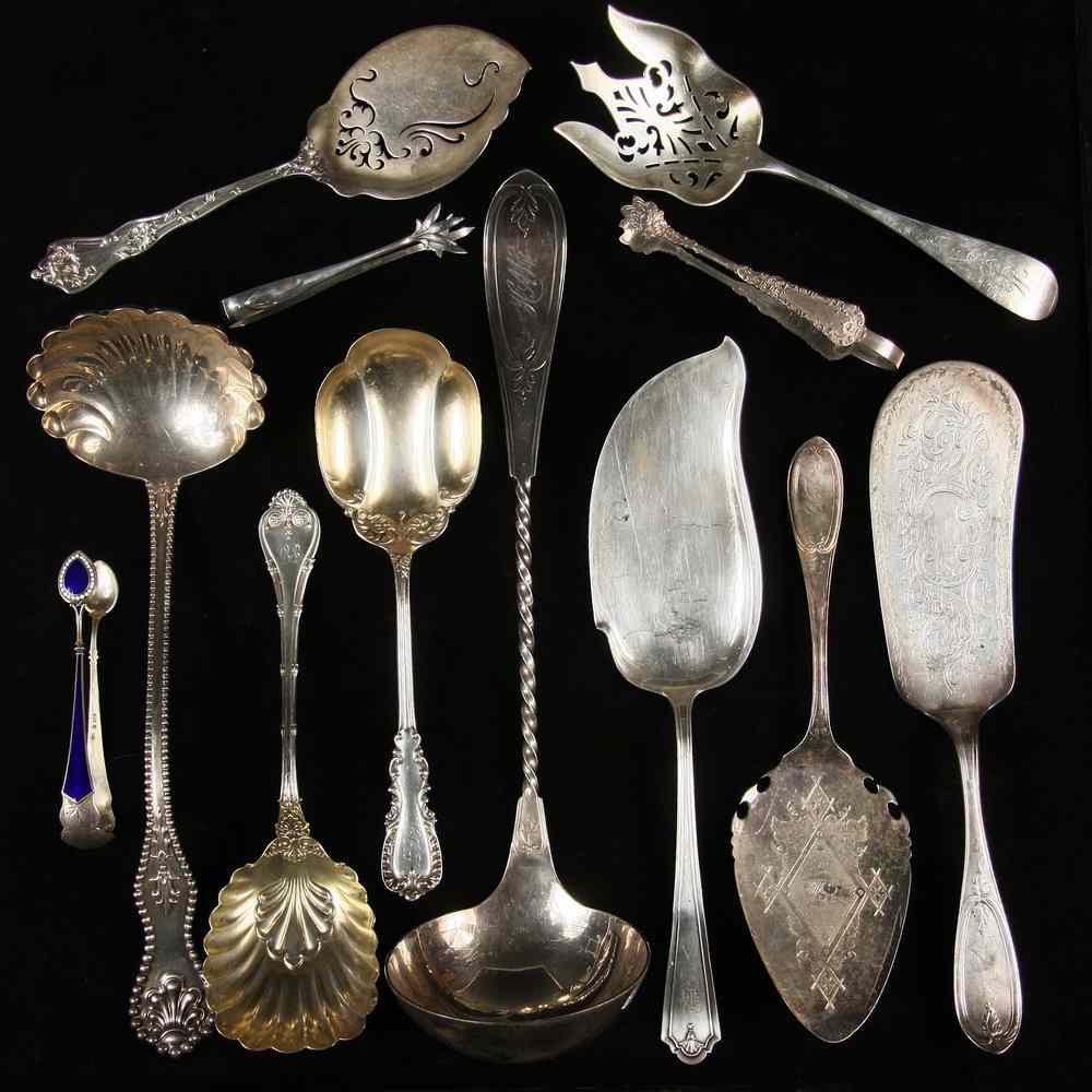 Appraisal: PCS STERLING FLATWARE SERVING PCS - Including Spoons Forks Small