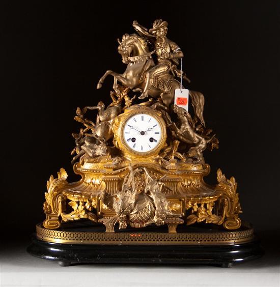 Appraisal: Napoleon III gilt and painted spelter figural mantel clock PH