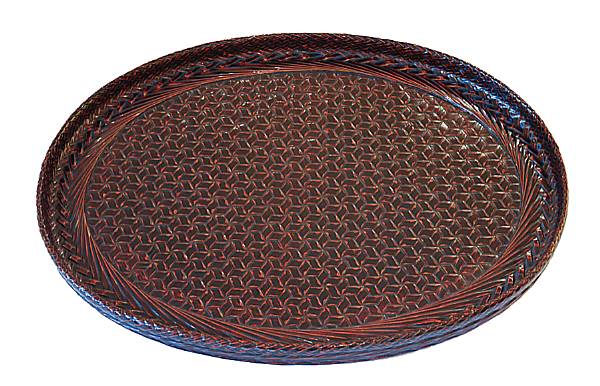 Appraisal: A Japanese lacquer woven cane tray Signed Akamatsu tsukuru first