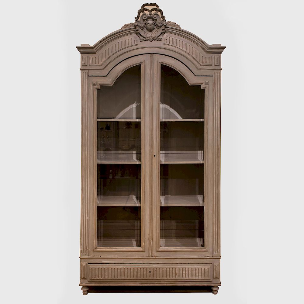 Appraisal: French Louis XVI Style Painted Bookcase The interior fitted with