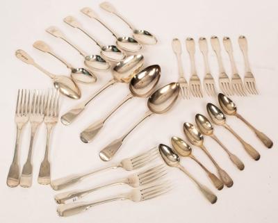 Appraisal: A matched canteen of silver fiddle pattern flatware various dates