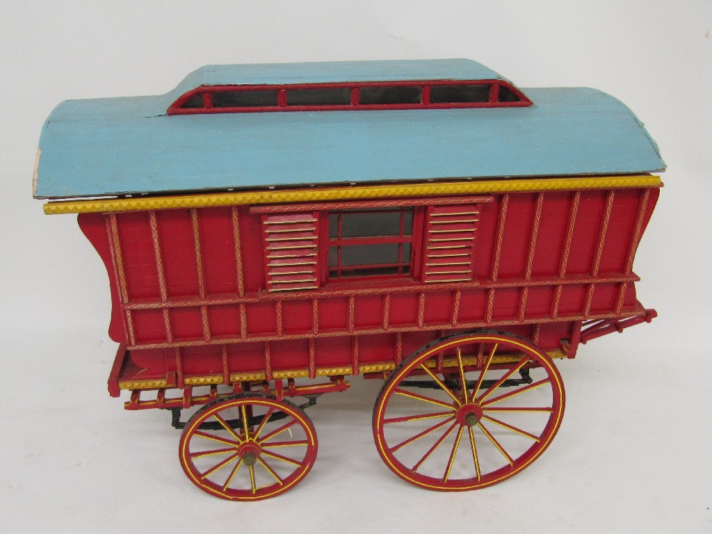 Appraisal: A scale model of a gypsy caravan painted in red