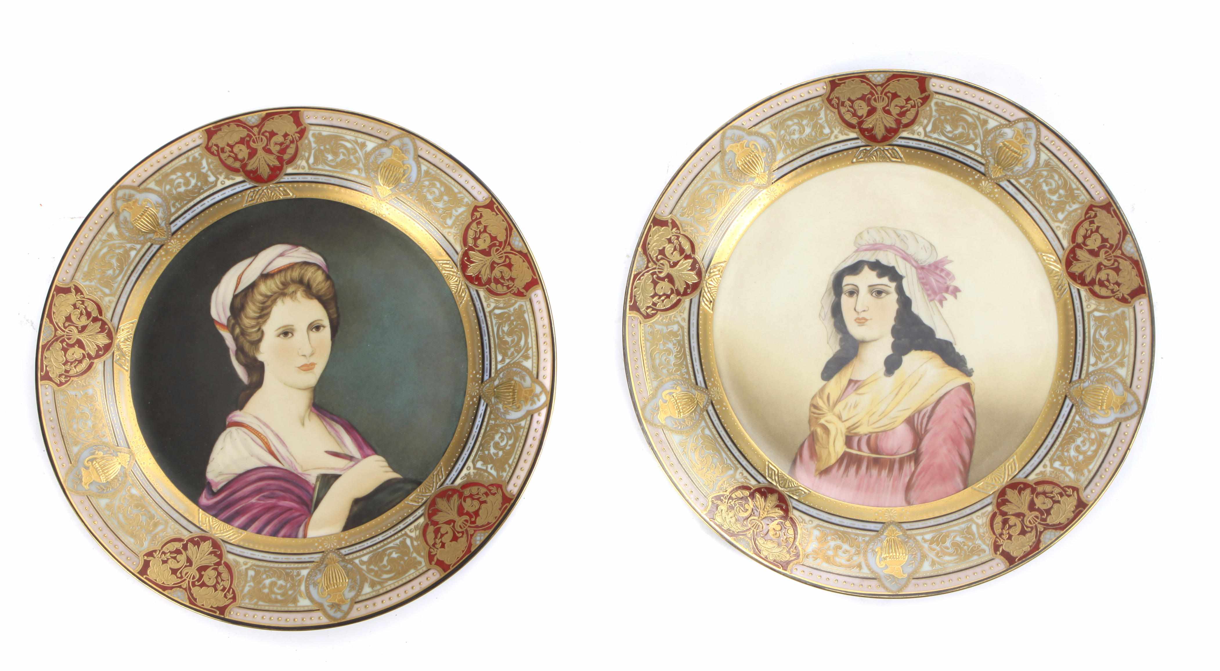 Appraisal: A set of six Vienna style portrait plates diameter in