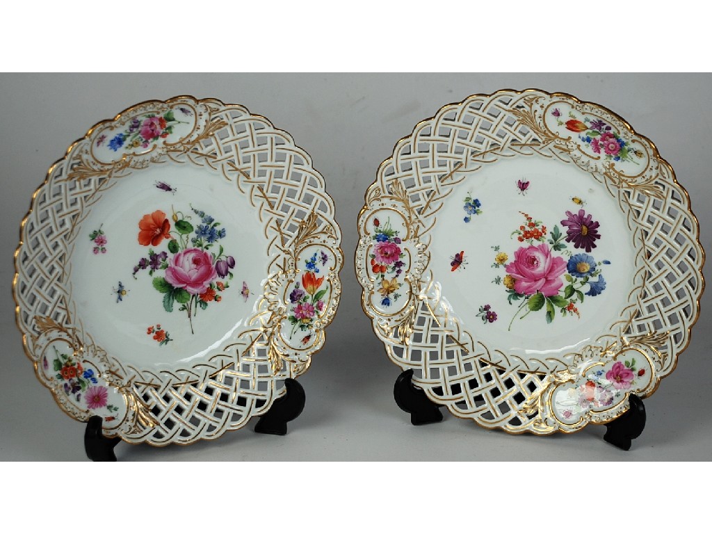 Appraisal: PAIR OF HAND PAINTED MEISSEN PORCELAIN PLATES with colourful floral