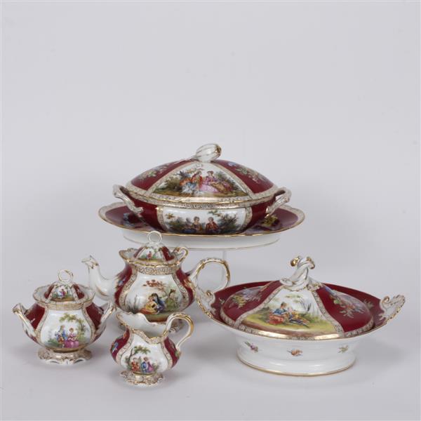 Appraisal: Dresden Panel Richard Klemm hand-painted and gilt porcelain serving dishes