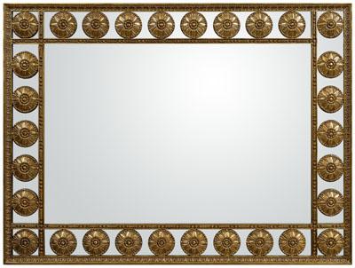 Appraisal: Empire style gilt wood mirror set with floral bosses mid