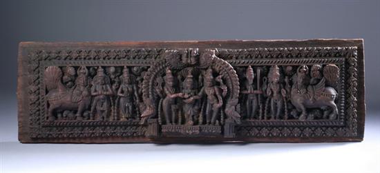 Appraisal: INDIAN CARVED WOOD ARCHITECTURAL FRAGMENT - in long