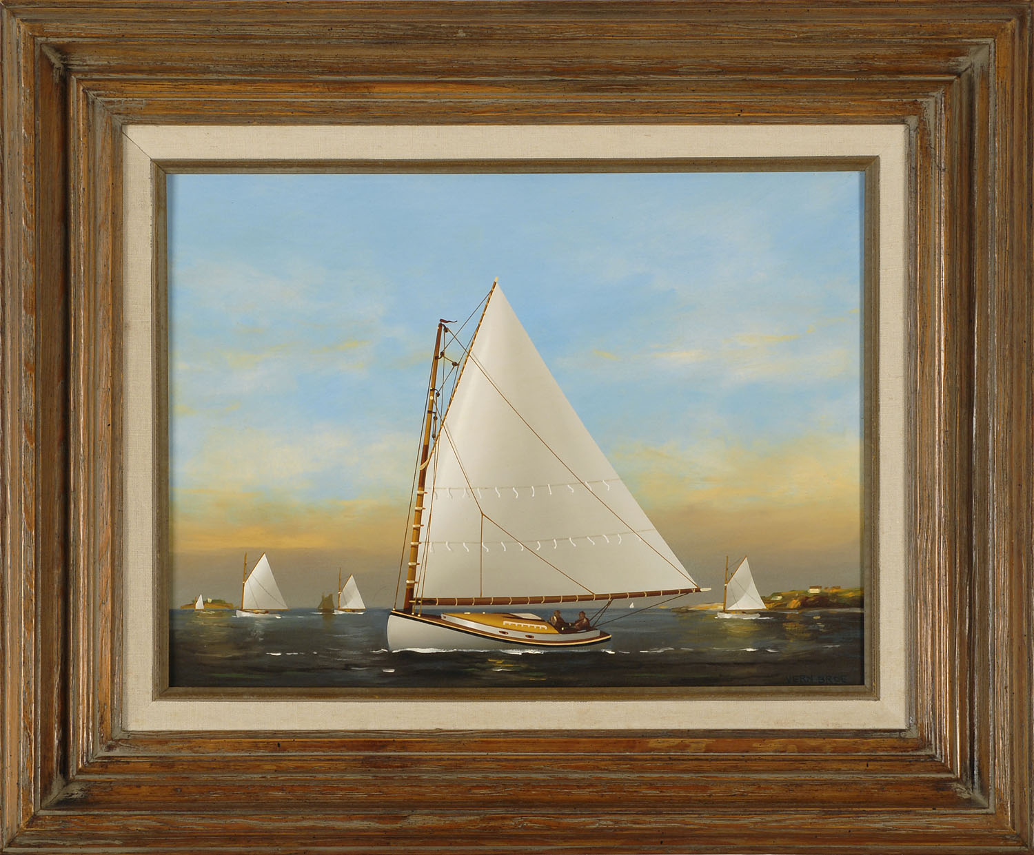 Appraisal: VERNON GEORGE BROEAmerican - Catboats off the coast Signed lower