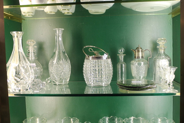 Appraisal: A VICTORIAN HOBNAIL CUT GLASS BISCUIT BARREL with silver plated