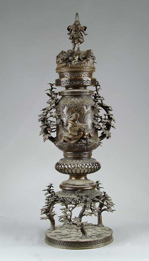 Appraisal: FABULOUS LARGE JAPANESE BRONZE INCENSE BURNER Three sections bottom section