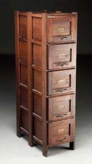 Appraisal: Mission Oak Five Drawer Filing Cabinet Cabinet in mission oak