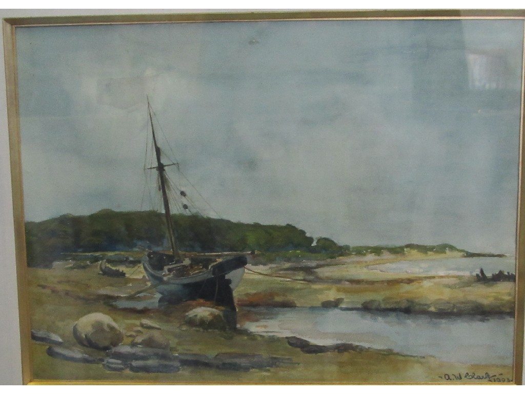 Appraisal: A W CLARK Watercolour 'Low Tide' signed and dated