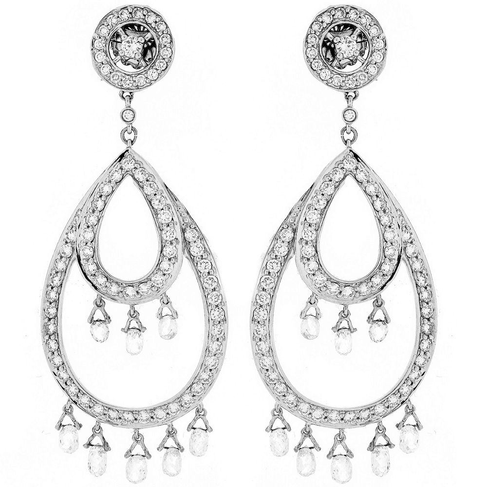 Appraisal: ct TW Diamond and K Earrings Contemporary Approx Carat Briolette