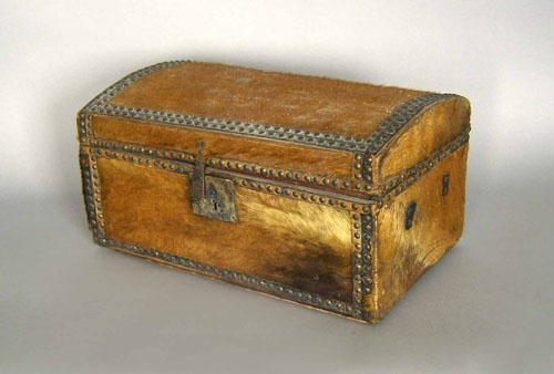 Appraisal: Hide covered dome lid box th c h x w