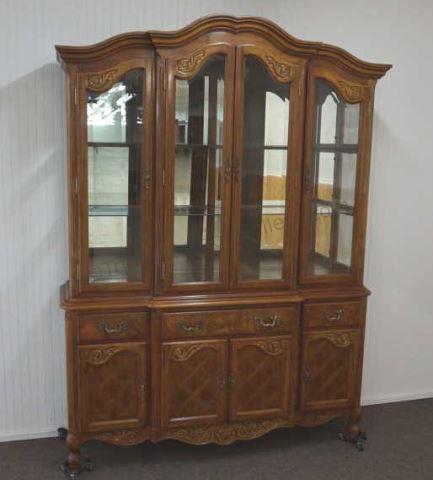 Appraisal: 's Queen Anne style lighted formal china cabinet and hutch