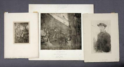 Appraisal: DEGAS EDGAR THREE ETCHINGS From cancelled plates Self-Portrait x in