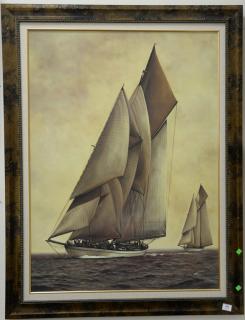 Appraisal: Two large contemporary prints on board sailing vessel and sunset