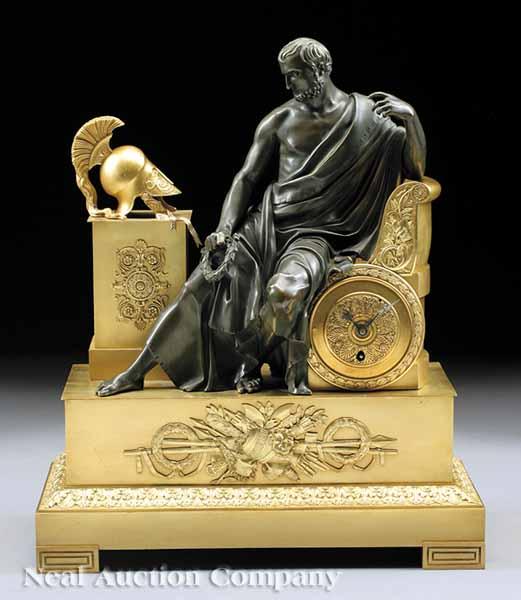 Appraisal: A Napoleon III Gilt Patinated Bronze Figural Mantel Clock mid-