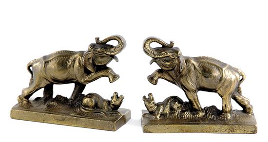 Appraisal: Pair bronze elephant-form bookends H L D