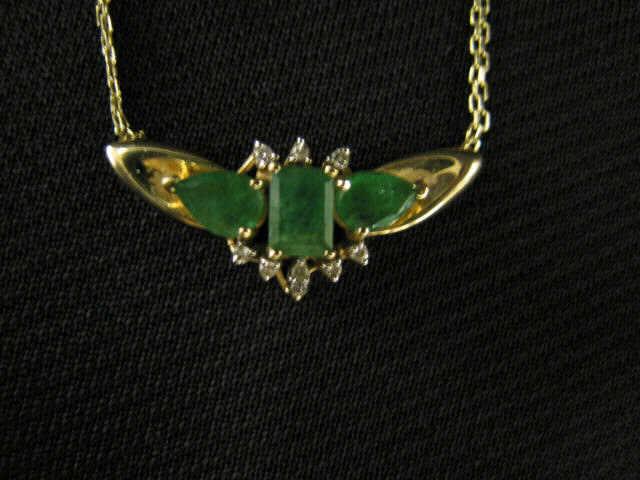 Appraisal: Emerald Diamond Necklace oval gem with pear shape on each