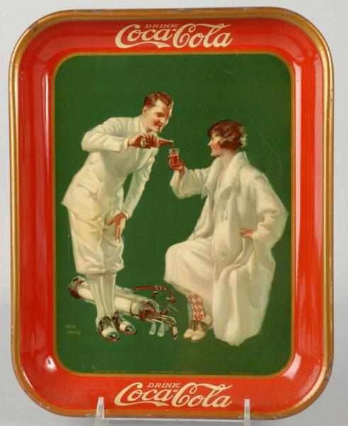 Appraisal: Coca-Cola Serving Tray with Golfers Description Beautiful example with strong