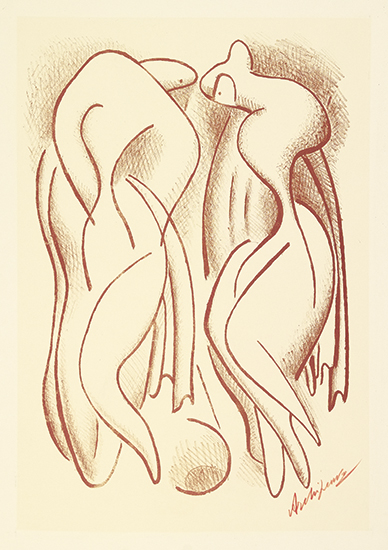 Appraisal: ALEXANDER ARCHIPENKO Bathers Lithograph printed in red x mm x