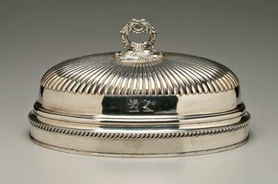 Appraisal: Old Sheffield plate meat cover oval with stop gadroon decoration