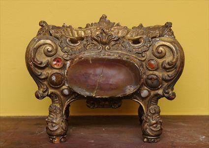 Appraisal: ROCOCO-STYLE HARDSTONE-MOUNTED CARVED GILTWOOD JARDINI RE AND A ROCOCO-STYLE CARVED