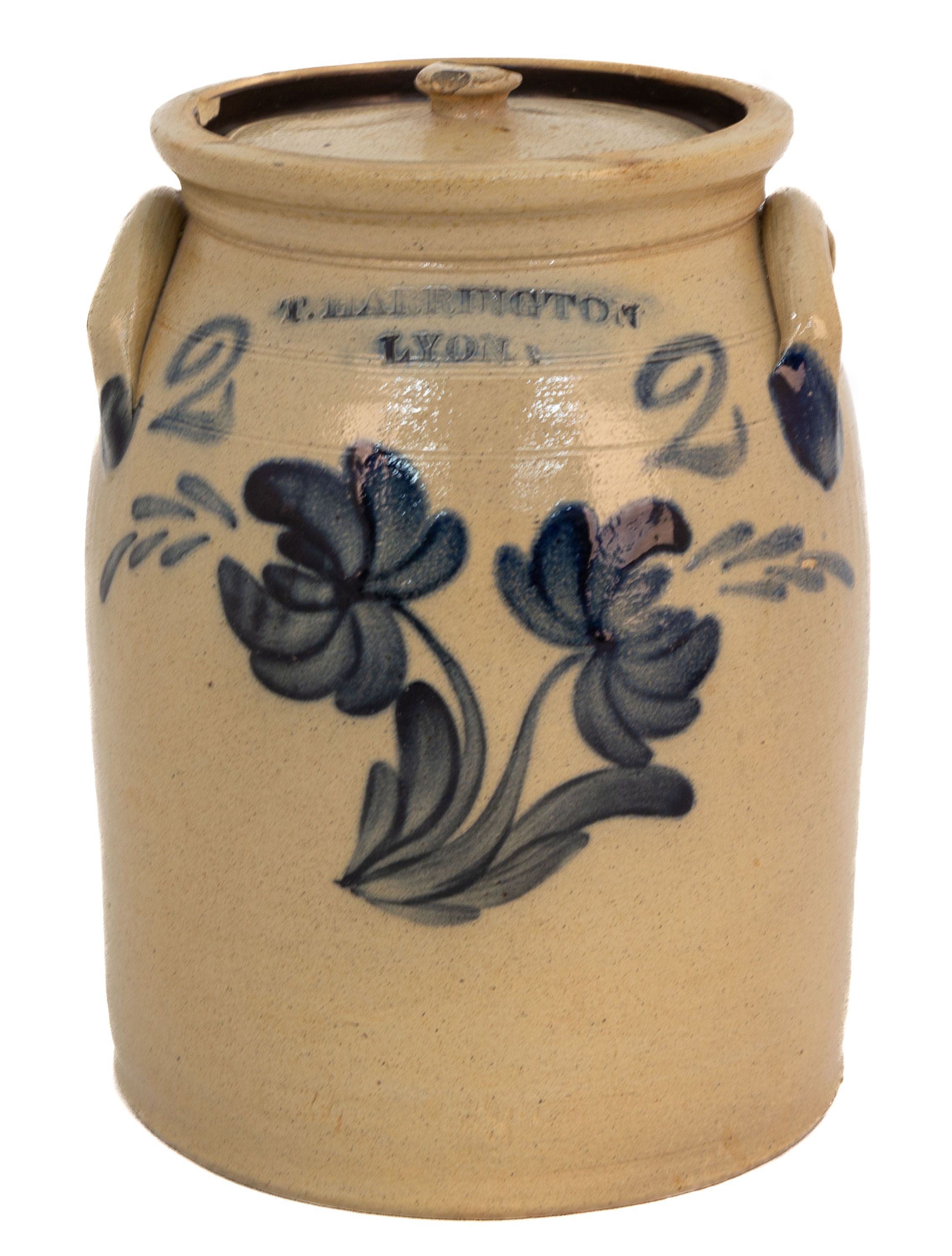 Appraisal: T HARRINGTON LYONS GALLON STONEWARE JAR th century with floral