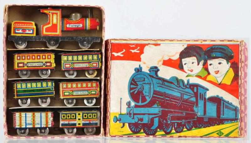 Appraisal: Tin Litho Train Set Penny Toy Japanese Train is marked