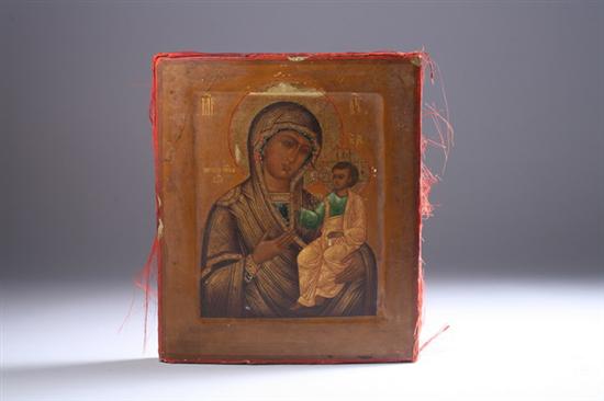 Appraisal: RUSSIAN ICON KAZAN MOTHER OF GOD th century Tempera and