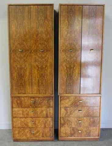 Appraisal: Burl Walnut Cabinets From a Larchmont NY home Dimensions ''