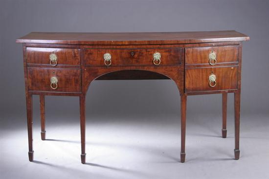 Appraisal: GEORGE III BOWFRONT WALNUT SIDEBOARD late th century in the