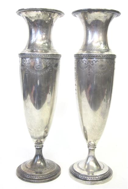 Appraisal: Pair of sterling silver vase swhiting manufacturing company providence ri