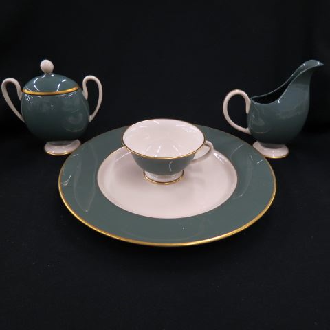 Appraisal: pc Franciscan China Dinner Service for green band gold trim