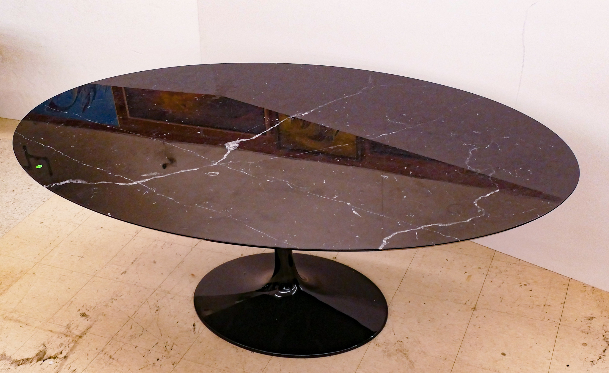 Appraisal: Room Board Saarinen Style Black Marble Top Tulip base Oval