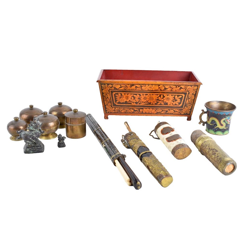 Appraisal: Oriental Table Items Thirteen Piece Oriental Table Items Includes Tibetan