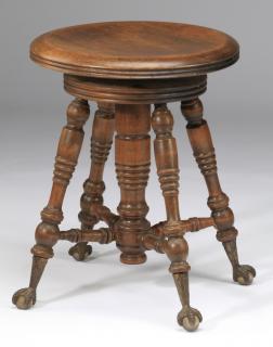 Appraisal: Victorian style swivel Victorian style piano stool the swivel top