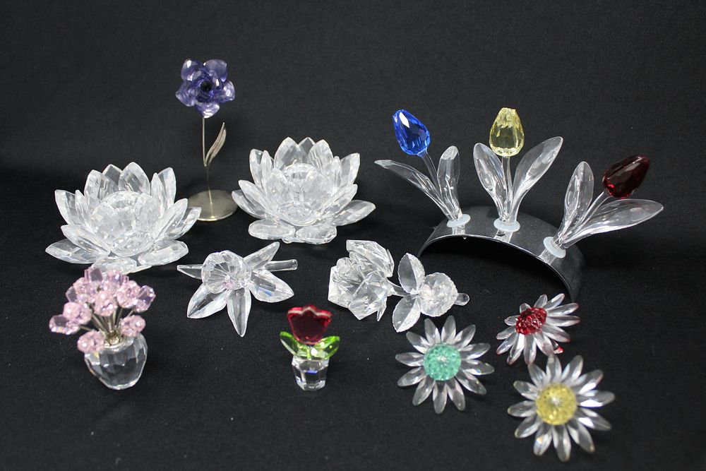 Appraisal: Swarovski Crystal Floral Articles Swarovski Crystal Floral Articles Condition -