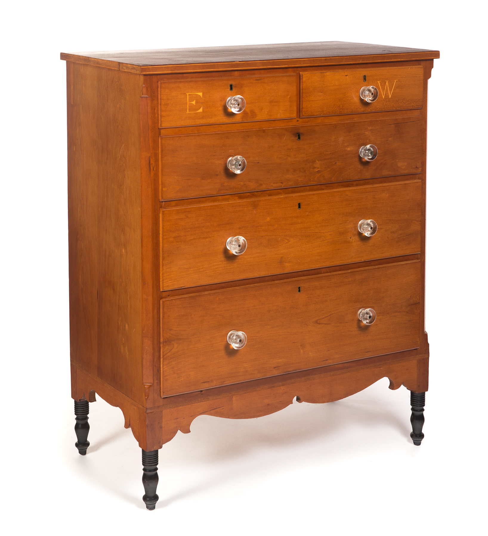 Appraisal: AMERICAN INLAID SHERATON CHEST Midwestern st half- th century cherry