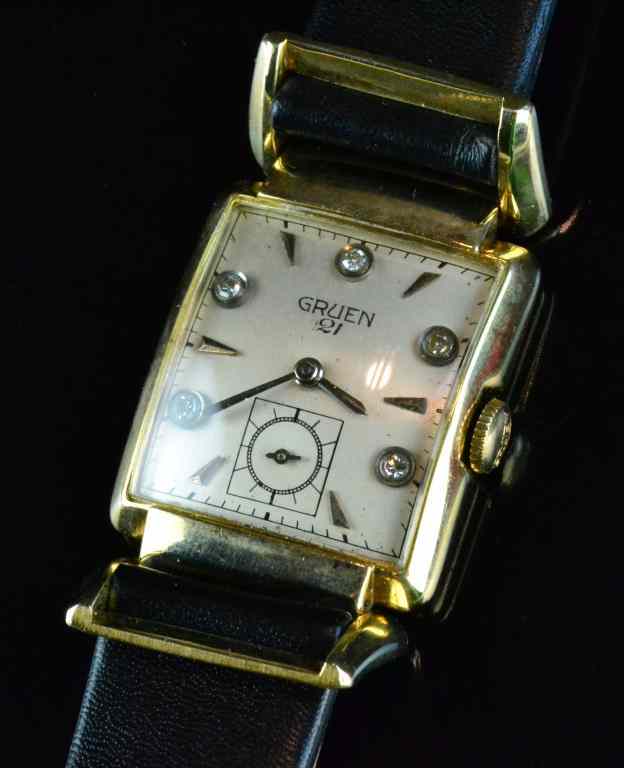 Appraisal: Antique Gruen K Gold And Diamond WatchClassic with jewels five