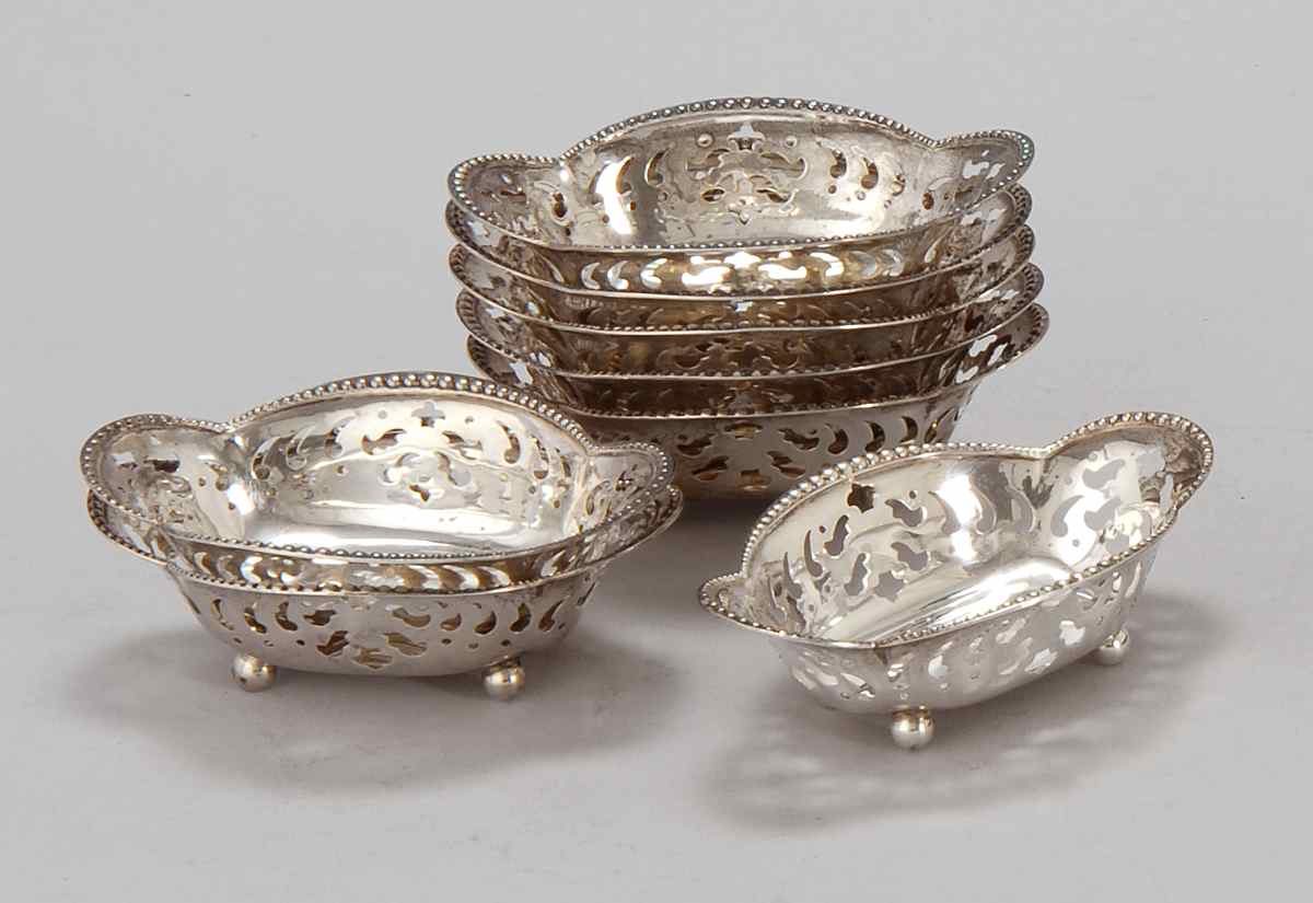 Appraisal: EIGHT TIFFANY STERLING SILVER NUT DISHES In oval form with